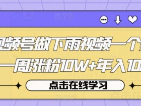 视频号做下雨视频一个账号一周涨粉10W+年入100w【揭秘】