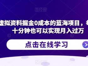快手虚拟资料掘金0成本的蓝海项目,每天操作十分钟也可以实现月入过万【揭秘】