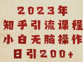 2023知乎引流课程,小白无脑操作日引200+【揭秘】