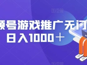 视频号游戏推广无门槛,日入1000+【揭秘】