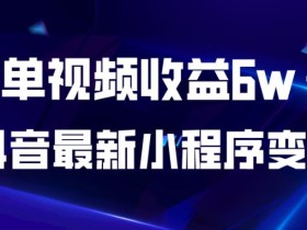 抖音最新小程序变现项目,单视频收益6w+,小白可做【揭秘】