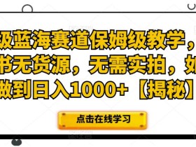 超级蓝海赛道保姆级教学,小红书无货源,无需实拍,如何做到日入1000+【揭秘】