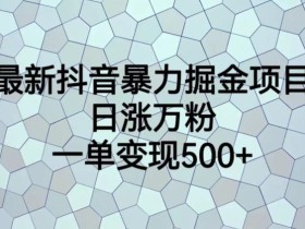 最新抖音暴力掘金项目,日涨万粉,一单变现500+【揭秘】