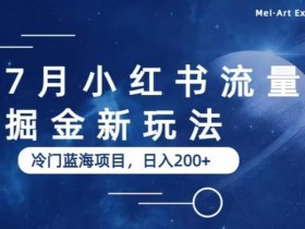 7月小红书流量掘金最新玩法,冷门蓝海小项目,日入200+【揭秘】
