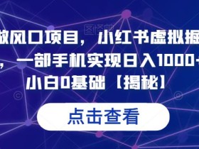 7月必做风口项目,小红书虚拟掘金,一单50元,一部手机实现日入1000+,适合小白0基础【揭秘】