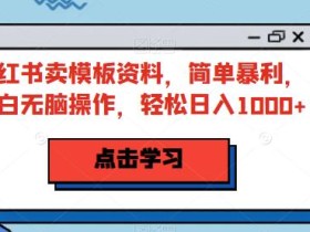 小红书卖模板资料,简单暴利,小白无脑操作,轻松日入1000+【揭秘】