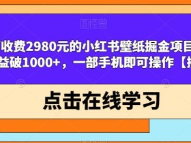 外面收费2980元的小红书壁纸掘金项目,单日收益破1000+,一部手机即可操作【揭秘