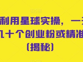首发利用星球实操,一天引流几十个创业粉或精准粉(揭秘)