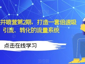 知识IP流量井喷营第2期,打造一套倍速吸粉、引流、转化的流量系统