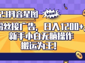 抖音星图0粉接广告,新手小白无脑操作日入1200+,无上限无门槛,搬运为王!【揭秘】