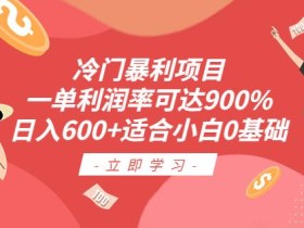 冷门暴利项目,一单利润率可达900%,日入600+适合小白0基础(教程+素材)【揭秘】