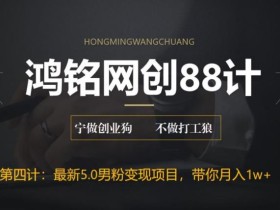 鸿铭网创88计之第四计,最新5.0男粉变现项目,带你月入1w+