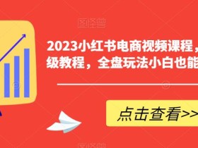 2023小红书电商视频课程,0-1入门保姆级教程,全盘玩法小白也能做到月入2w+