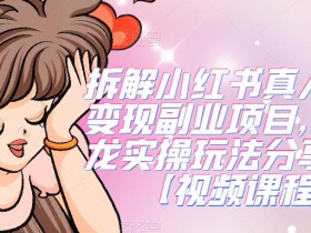 拆解小红书真人漫改变现副业项目,一条龙实操玩法分享给你【视频课程】