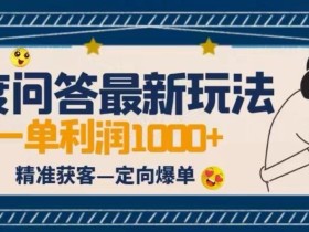全网首发百度问答新玩法,结合百家号发垂直领域短视频,高效精准获客,定向咨询爆单思路