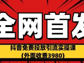 全网首发:抖音免费投放引流实操课(外面收费3980)【揭秘】
