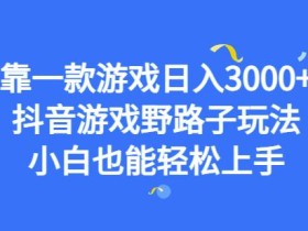 靠一款游戏日入3000+,抖音游戏野路子玩法,小白也能轻松上手【揭秘】