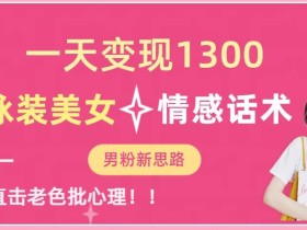 一天变现1300,泳装美女+情感话术,提供素材,无脑矩阵操作【揭秘】