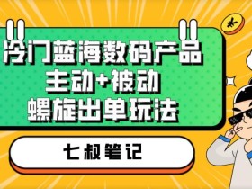 七叔冷门蓝海数码产品,主动+被动螺旋出单玩法,每天百分百出单【揭秘】