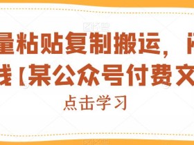 批量粘贴复制搬运,闷声搞钱【某公众号付费文章】