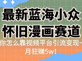 最新蓝海小众怀旧漫画赛道,高转化一单29.9教你怎么靠视频平台引流变现一个月狂赚5w!【揭秘】
