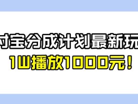 全新蓝海,支付宝分成计划最新玩法介绍,1W播放1000元!【揭秘】