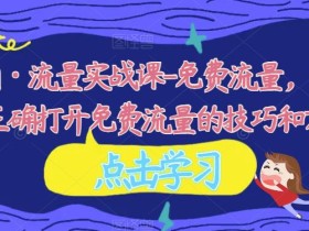 淘猫电商·流量实战课-免费流量,学会可收获正确打开免费流量的技巧和方法