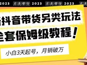 2023年最新抖音带货另类玩法,3天起号,月销破万(保姆级教程)【揭秘】