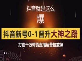 0粉自然流实战起号课,抖音新号0~1晋升大神之路,打造千万带货直播运营投放课