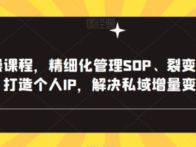 私域实操课程,精细化管理SOP、裂变、复购、转粉、打造个人IP,解决私域增量变现问题