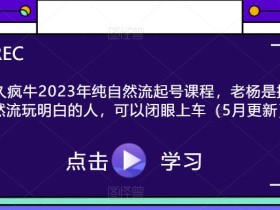 久久疯牛2023年纯自然流起号课程,老杨是把自然流玩明白的人,可以闭眼上车(5月更新)