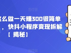 在抖音这么做一天赚300很简单(已实操),快抖小程序变现拆解【揭秘】