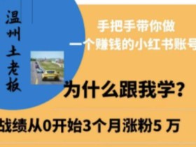 温州土老板·小红书引流获客训练营,手把手带你做一个赚钱的小红书账号