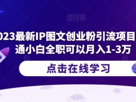 2023最新IP图文创业粉引流项目,普通小白全职可以月入1-3万