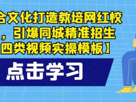 圣合文化打造教培网红校区,引爆同城精准招生【四类视频实操模板】