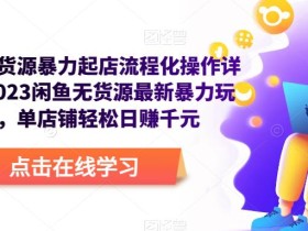 闲鱼无货源暴力起店流程化操作详解,2023闲鱼无货源最新暴力玩法,单店铺轻松日赚千元