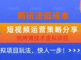 低成本烧烤摊技术虚拟项目新玩法,短视频运营策略分享,快人一步【揭秘】