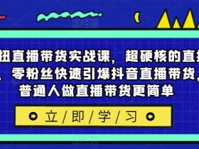 李扭扭直播带货实战课,超硬核的直播带货课,零粉丝快速引爆抖音直播带货,让普通人做直播带货更简单