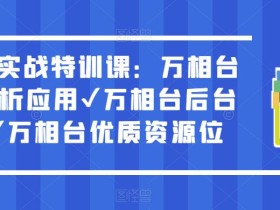 万相台实战特训课:万相台深度解析应用✔万相台后台解析✔万相台优质资源位