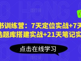小红书训练营:7天定位实战+7天爆款拆解&选题库搭建实战+21天笔记实操实战