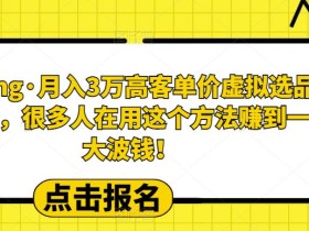 淘King·月入3万客高单价虚拟品选方法,很多人用在这个法方赚到一大波钱!
