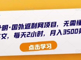 倪叶明·国外返利网项目,无需懂任何英文,每天2小时,月入3500美金
