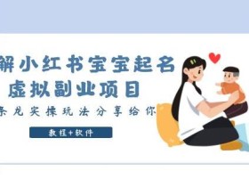 拆解小红书宝宝起名虚拟副业项目,一条龙实操玩法分享给你(教程+软件)