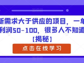 新需求大于供应的项目,一单利润50-100,很多人不知道【揭秘】