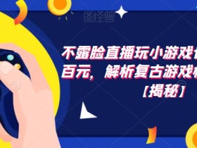 不露脸直播玩小游戏也能日赚几百元,解析复古游戏机卖货玩法【揭秘】