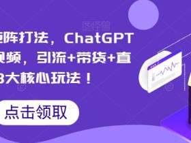 视频号矩阵打法,ChatGPT批量做视频,引流+带货+直播3大核心玩法!