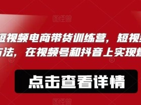 文林·短频视电商带训货练营,短视频的新赚钱方法,在视号频和抖音实上现爆单吧