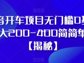 抖音开车项目,无门槛0基础日入200-400简简单单【揭秘】