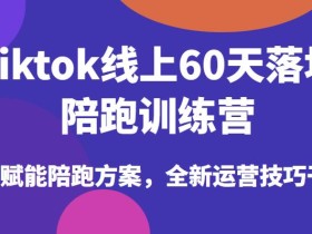 Tiktok线上60天落地陪跑训练营,独家赋能陪跑方案,全新运营技巧干货