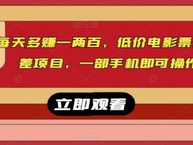 每天多赚一两百,低价电影票信息差项目,一部手机即可操作